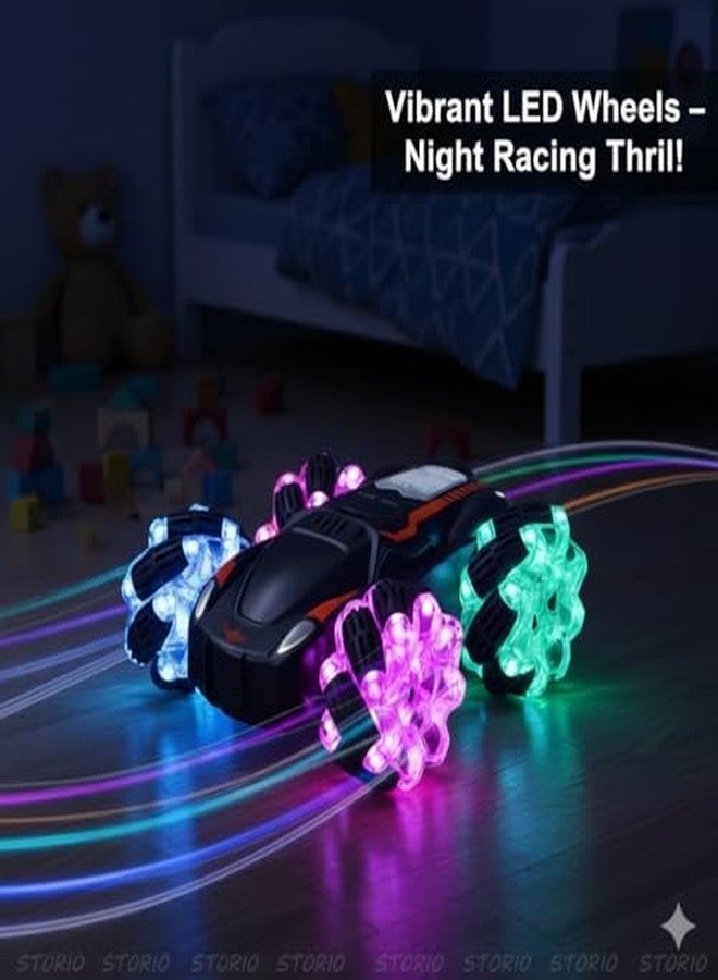 Storio Rechargeable 4x4 Remote Control Drift Stunt Car | 4WD Dual-Sided 360° Rotating RC Car | High-Speed Off-Road Climbing Battle Vehicle | Fall-Resistant Stunt Toy for Kids Boys Girls & Adults - Image 3